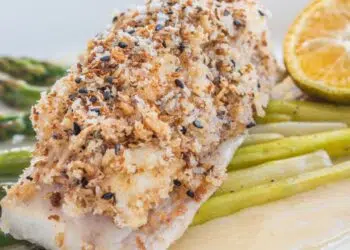 Receita de Robalo com crosta de castanhas