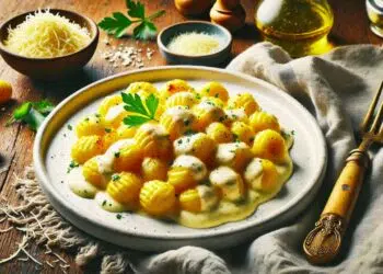 Nhoque de mandioquinha com molho de gorgonzola