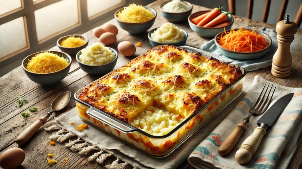 Bacalhau espiritual com purê de batatas e crosta de queijo