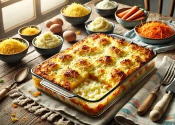 Bacalhau espiritual com purê de batatas e crosta de queijo