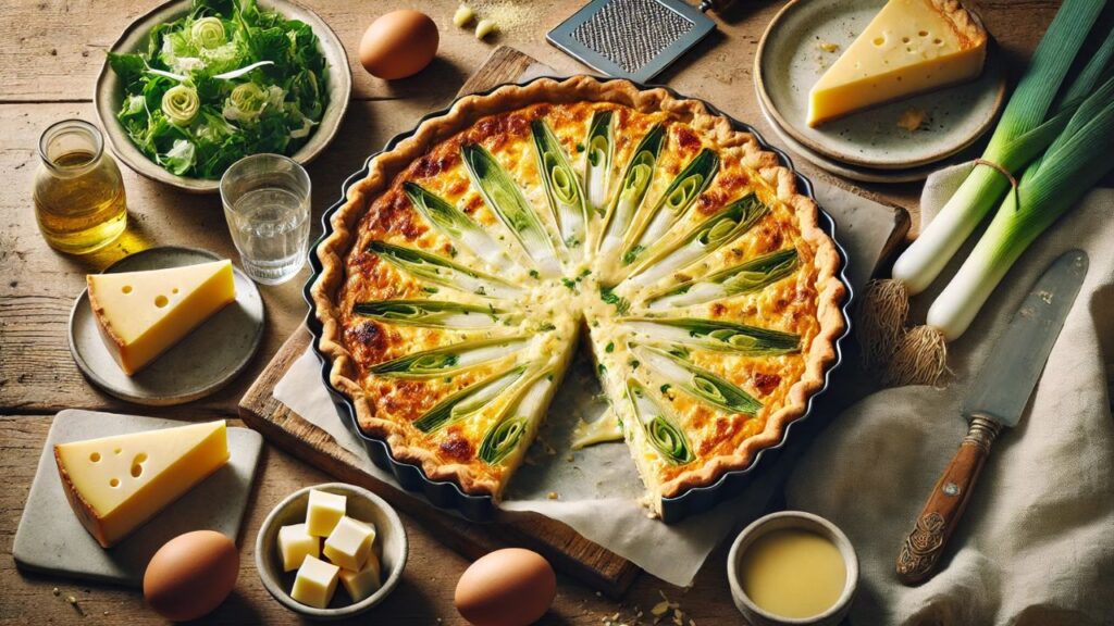 Quiche de alho-poró com queijo gruyère