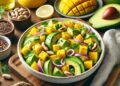Salada de abacate com manga, limão e castanhas