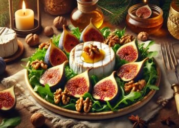 Salada morna de brie, figos e nozes caramelizadas