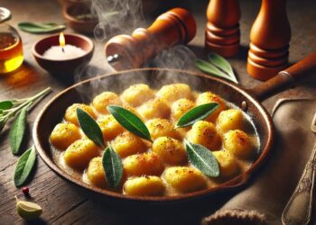 Nhoque dourado na manteiga com sálvia