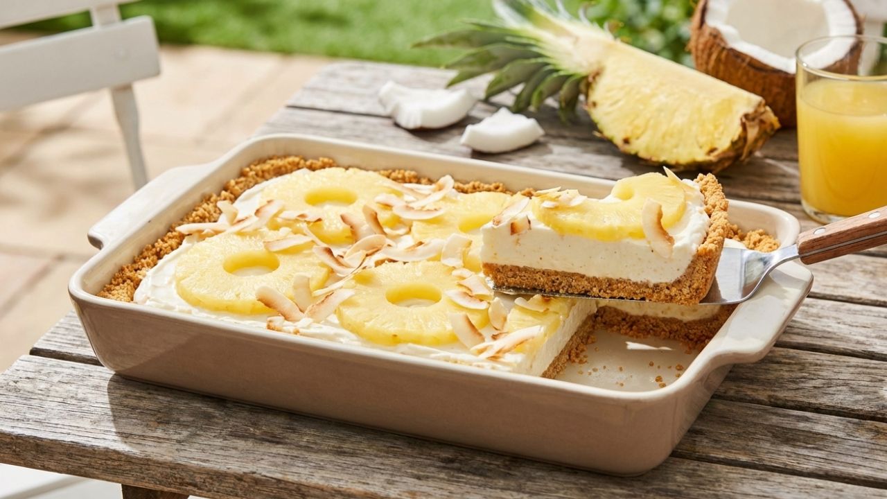 Torta gelada de abacaxi com coco sem forno